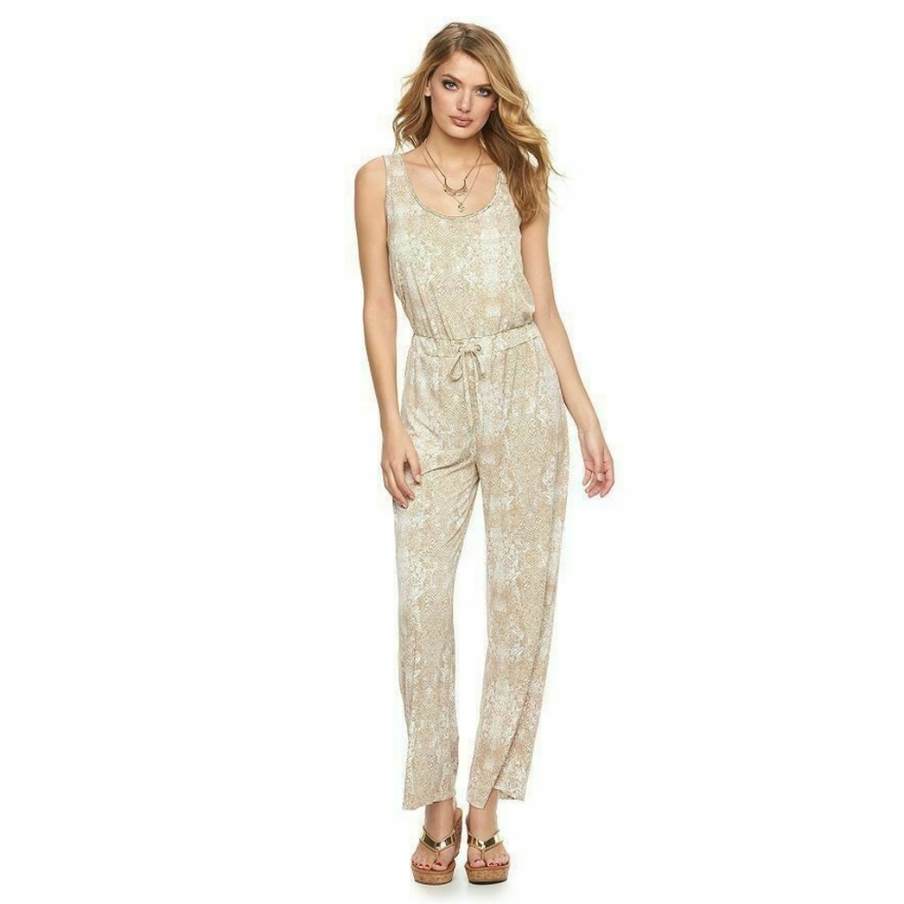Juicy Couture Desert Dusk Snake Print Jumpsuit Sleeveless Beaded L